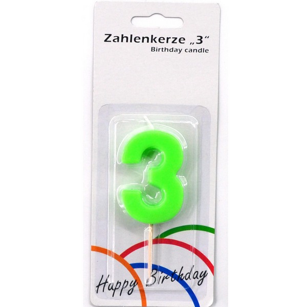 Birthday Cake Candles 10pcs, numbers 0-9, 8cm, Green